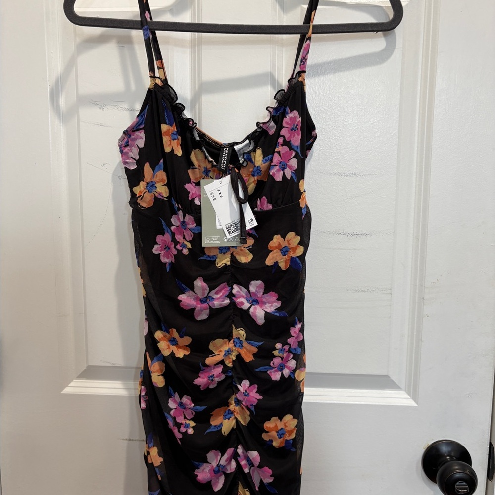 H&M Black Floral Mini Dress